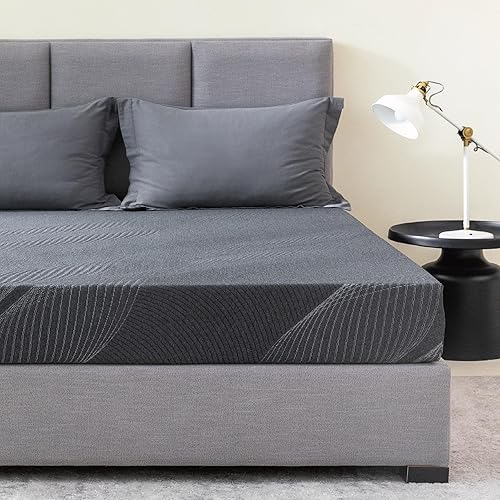 Colchón Queen de espuma viscoelástica de carbón de 6 pulgadas en una caja, certificado CertiPUR-US sin fibra de vidrio, colchón doble de gel