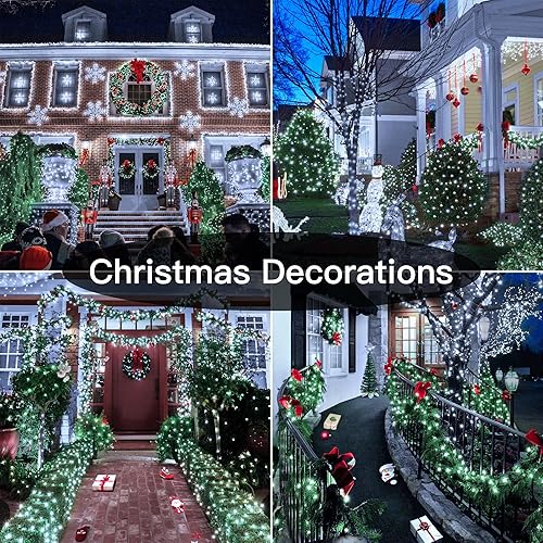 Miniatura 8 de shineshine Luces de Navidad de 590 pies y 1800 luces LED para exteriores, tira de luces blancas con 8 modos de control remoto y temporizador, IP67