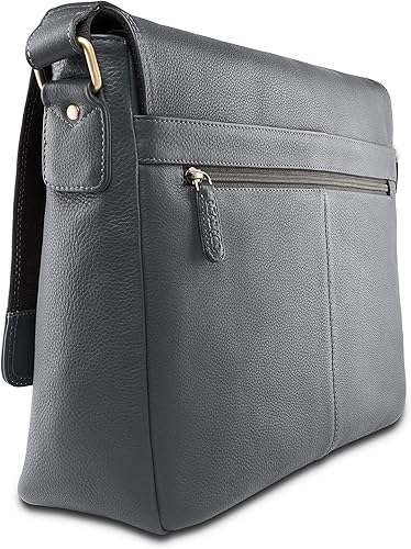 Miniatura 3 de LEABAGS Bolso de hombro de cuero para hombre y mujer | Bolsa para portátil de hasta 15 pulgadas | Bolsa de mensajero | Bolsa de hombro | Bolsa de