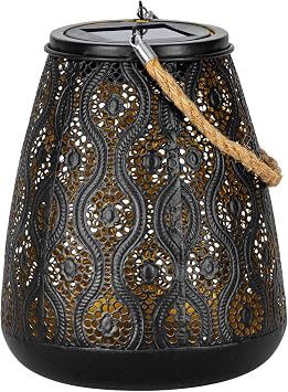 Eglo Solar Lantern Z_Solar, Outdoor lamp with Handle, Light Fixture for Balcony and Garden, Metal and Plastic in Black and Gold, Warm White Lighting