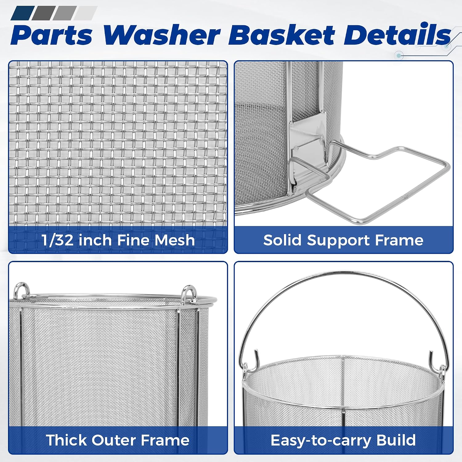 lesolar Stainless Steel Part Cleaning Strainer Basket for 5 Gallon Bucket