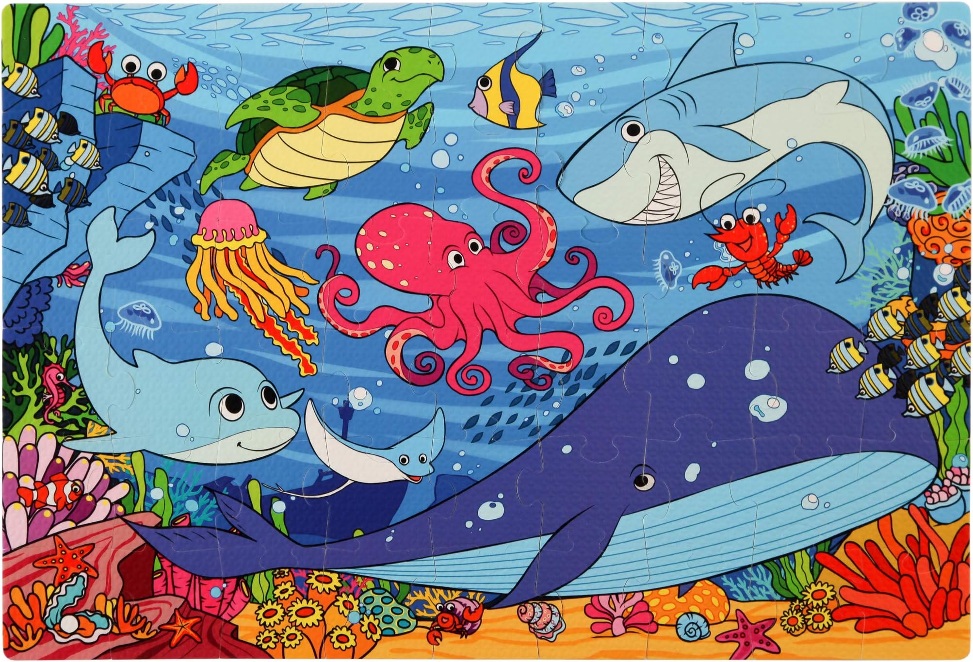 Under The Sea Foam Floor Puzzle - 54 Soft Pieces - 12x18 Inches Mat - Quality Jigsaw Puzzle for Preschoolers and Toddlers - Fun and Vibrant Image of Animals Underwater