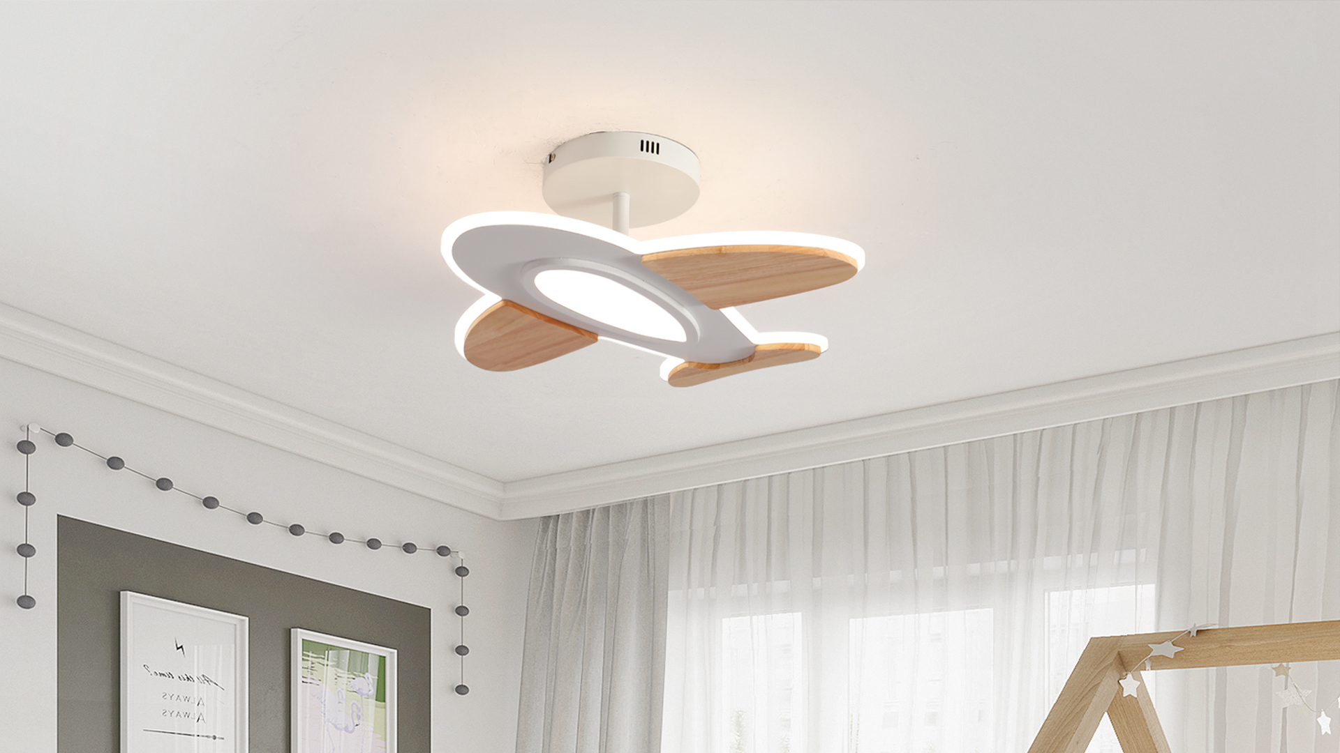 Lampada Da Soffitto A LED A Forma Di Aeroplano – Dimmerabile Con Telecomando, Per Camera Bambini, 3 Colori Luce