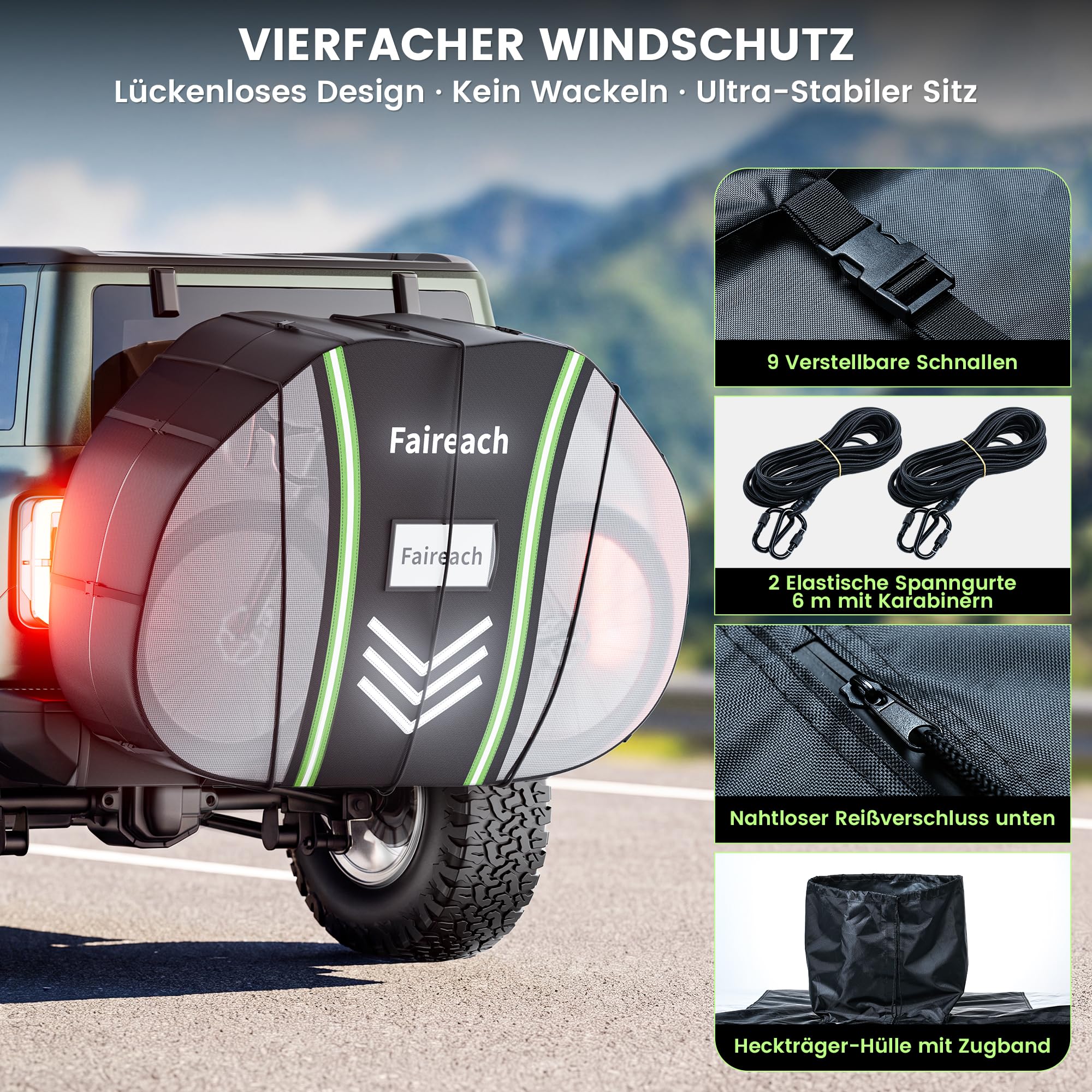 800D Fahrradabdeckung Heckträger für 2 Fahrräder Wasserdicht Winddicht | 203x90x127cm, Rücklicht & Kennzeichen Sichtbar, Reißfestigkeit, mit two 6m Elastisch Seil und Aufbewahrungstasche