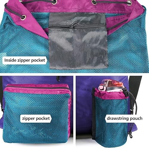 Miniatura 3 de BeeGreen Bolsas de gimnasio para hombres y mujeres, mochila de malla con cordón para natación, deportes y natación, bolsa deportiva con cordón,