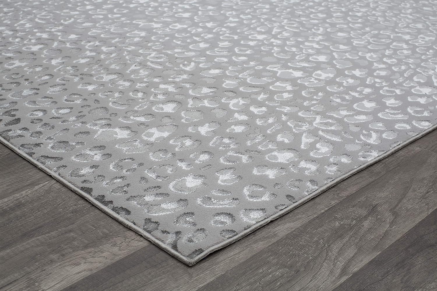 Rugs America HZ50B Tigress 8x10 Area Rug, Gray Leopard