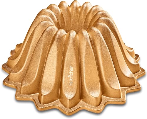 Nutrichef Bundt Moule à gâteau Ø 23 cm - Moule à gâteau en aluminium avec revêtement antiadhésif pour une cuisson uniforme sans PFOA - Facile à nettoyer - Design nervuré élégant - 1