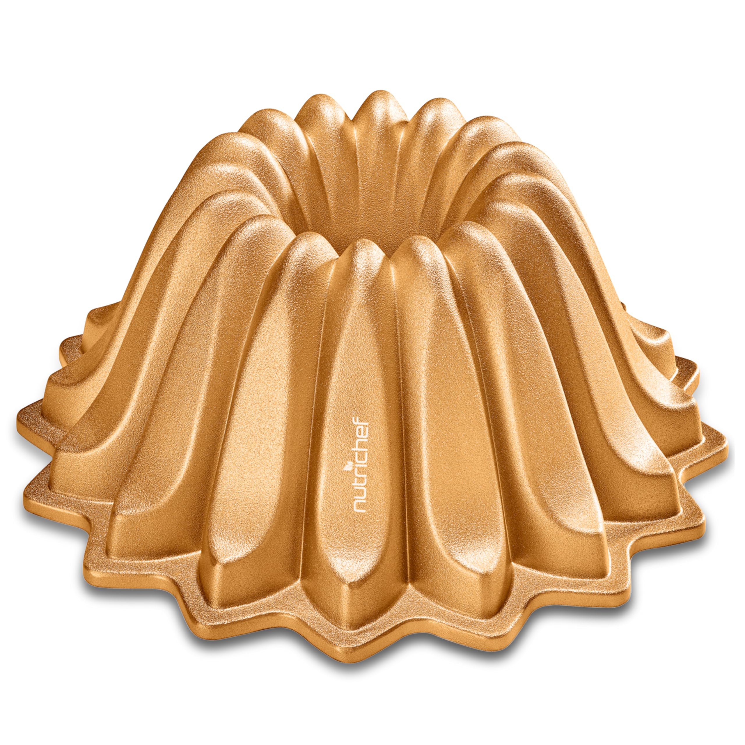Nutrichef Cake Tin – Non Stick 25cm Fluted Ring Cake Mould for Baking, Pan for Ring Cakes, Easy Release, Dishwasher Safe, Aluminum with Dual-Layer Nonstick Coating