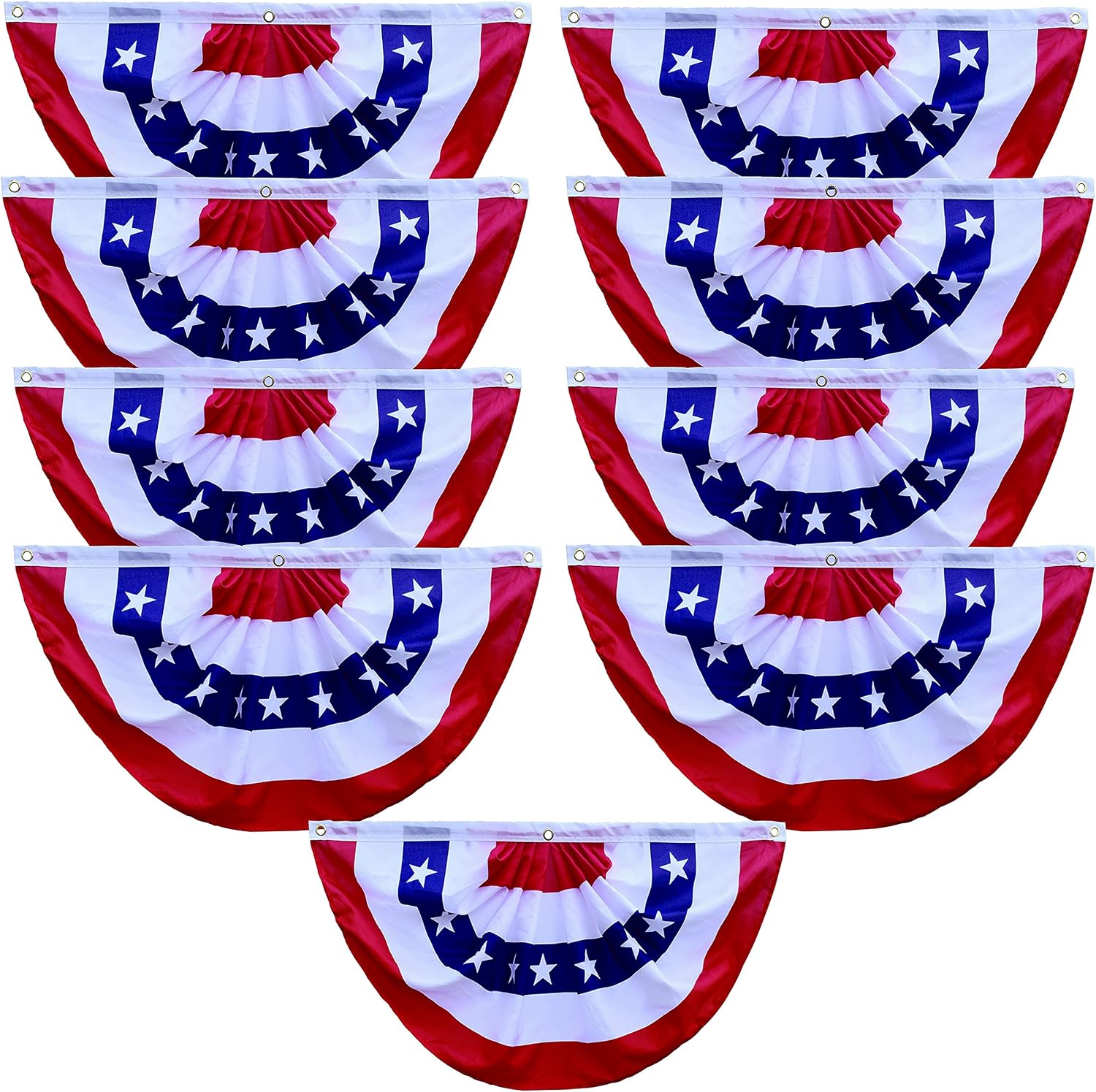 USA American Flag Fan Bunting 3 x 1.5 Feet Outdoor US Flag Decor Bunting Flag Bunting American Flag Porch Bunting American Flag Swag Bunting-Pack 9
