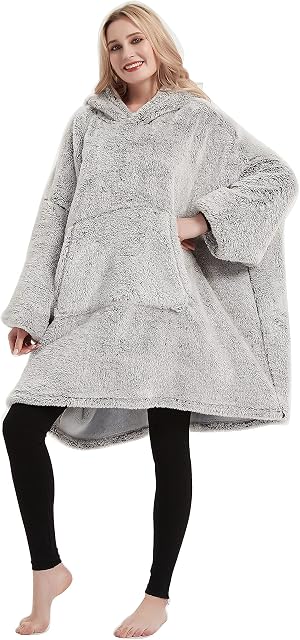 Coastline Sherpa Fleece Sweatshirt Blanket Ultra soft Teddy Bear Warm Cozy Oversized wearable big pocket Hoodie Blanket Throw for Adults Women Girls Men and Teens,One size Fits Alll (Coffee)