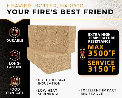 Miniatura 10 de Forge - Ladrillos de fuego resistentes 3200F, paquete de 1, ladrillo refractario duro para mampostería, horno aislante, hoguera, estufa de leña,