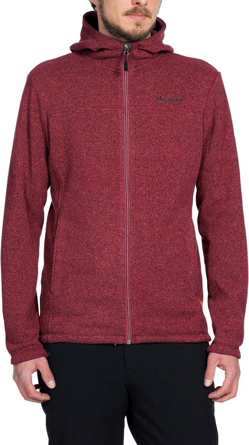 VAUDE Men's Rienza Hooded Jacket - Warm Fleece Jacket Hoody for Hiking - Perfect as a Base Layer - Knitted Look