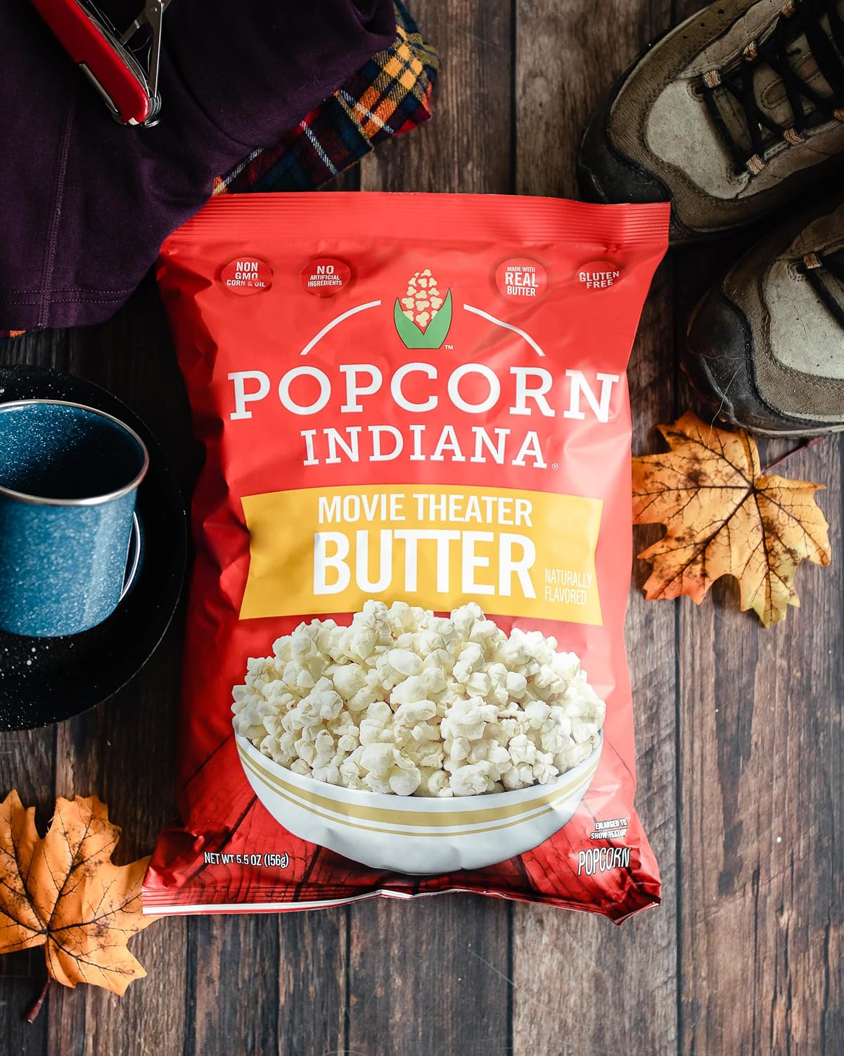 Popcorn, Indiana Popcorn, Original Movie Theater, 5.5 Ounce (Pack of 6) Movie Theater Butter + Popcorn, Indiana Drizzlecorn, Black & White, 6 Ounce Bag (Pack of 6) image 2