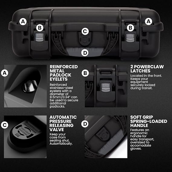 NANUK 910 Waterproof Watch Travel Case - 10 Slot Watch Briefcase, Impact-Resistant, Dustproof, Carry-On Approved, Premium Foam Interior, 14.3 x 11.1 x 4.7 - Made in North America (Black)
