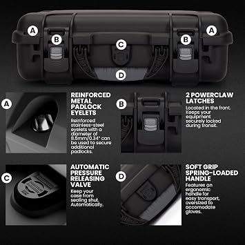 NANUK 910 Waterproof Watch Travel Case - 10 Slot Watch Briefcase, Impact-Resistant, Dustproof, Carry-On Approved, Premium Foam Interior, 14.3 x 11.1 x 4.7 - Made in North America (Black)