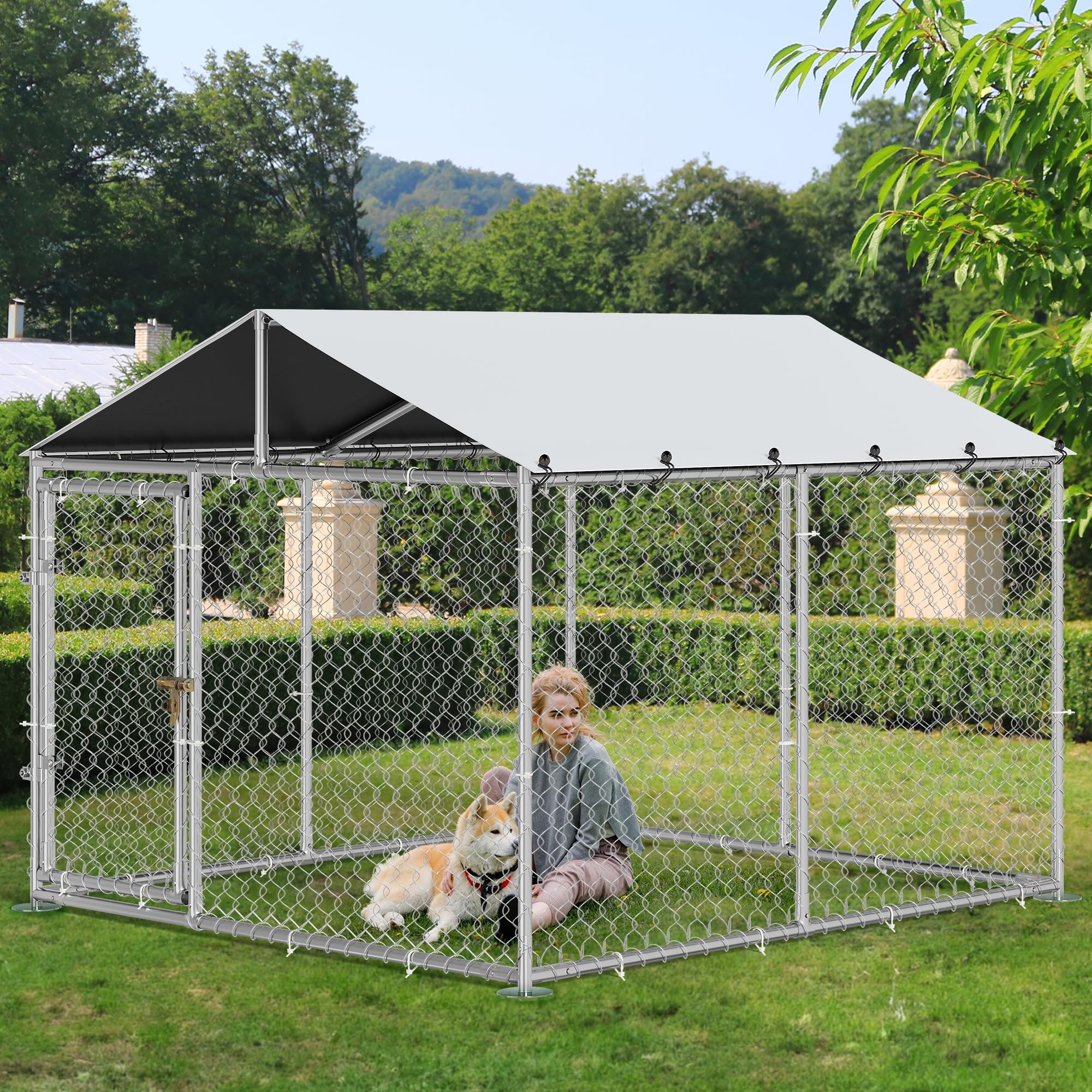 YITAHOME Outdoor Dog Enclosure with Metal Dog Gate