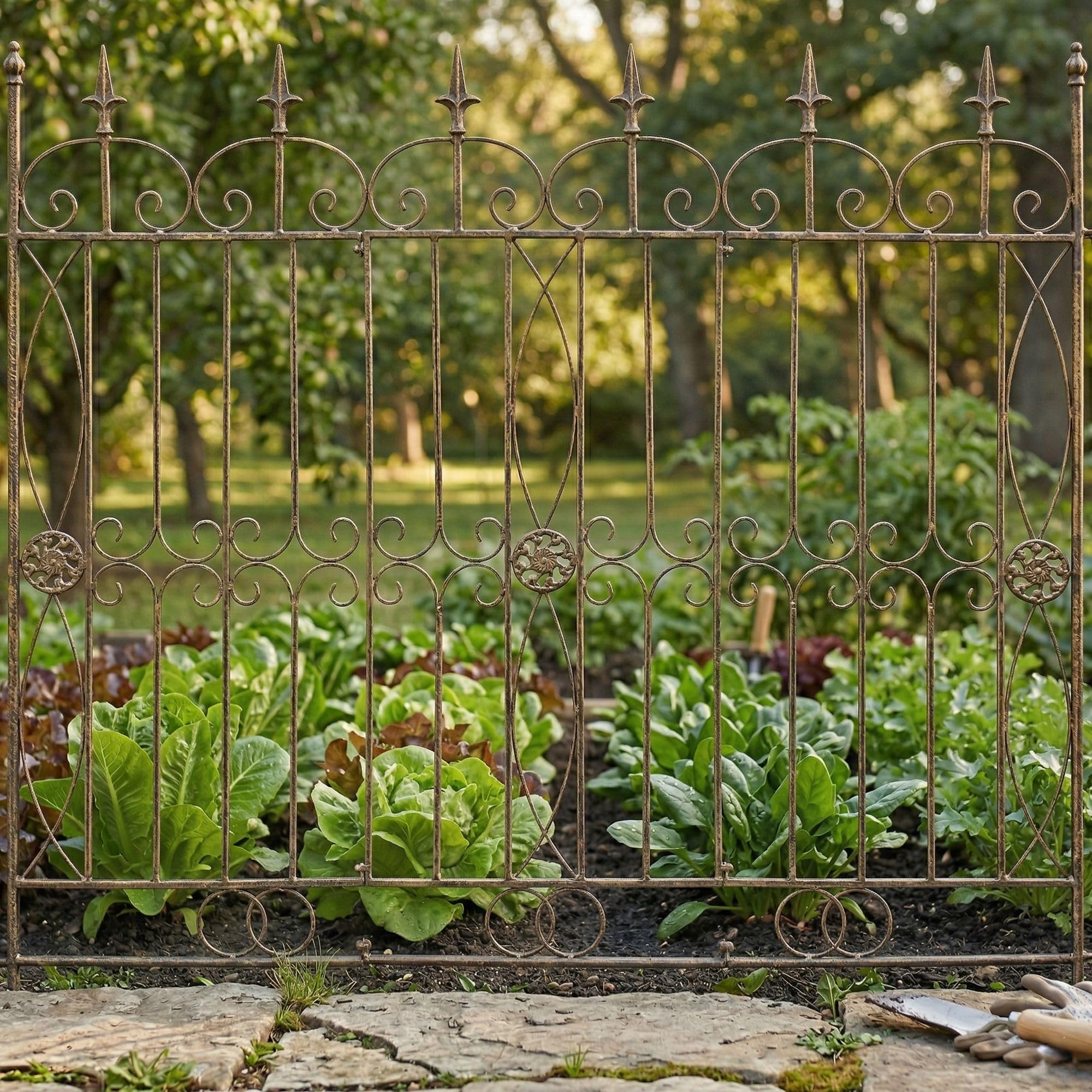 CLP Set da 4 recinzioni da Giardino in Ferro modulari Mangold Senza Cemento Stile Rustico Ideale per Giardino e terrazza Colore Bronzo