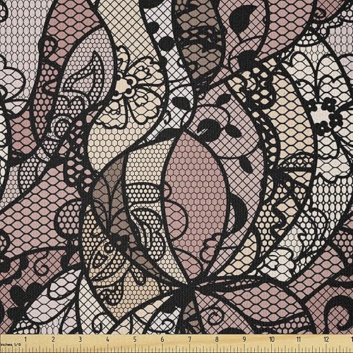 Miniatura 26 de Ambesonne The Yard, tela de jirafa estilo de dibujos animados que caminan entre árboles pequeños sobre fondo grunge, tema de sabana, tela de punto