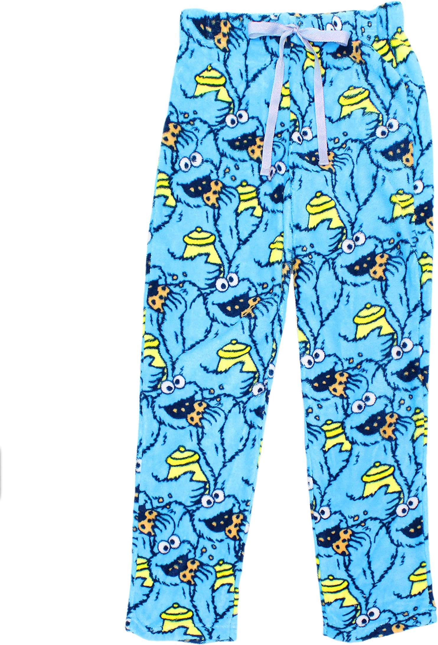 Sesame Street Women's Cookie Monster Soft Minky Plush Lounge Pants (Small) Blue