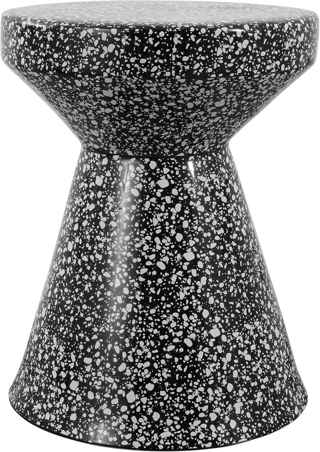 JONATHAN Y TBL1032B Xenia 17.75" Modern Bohemian Terrazzo Indoor/Outdoor Drum Accent Table, Black/White for Patio, Porch, Backyard