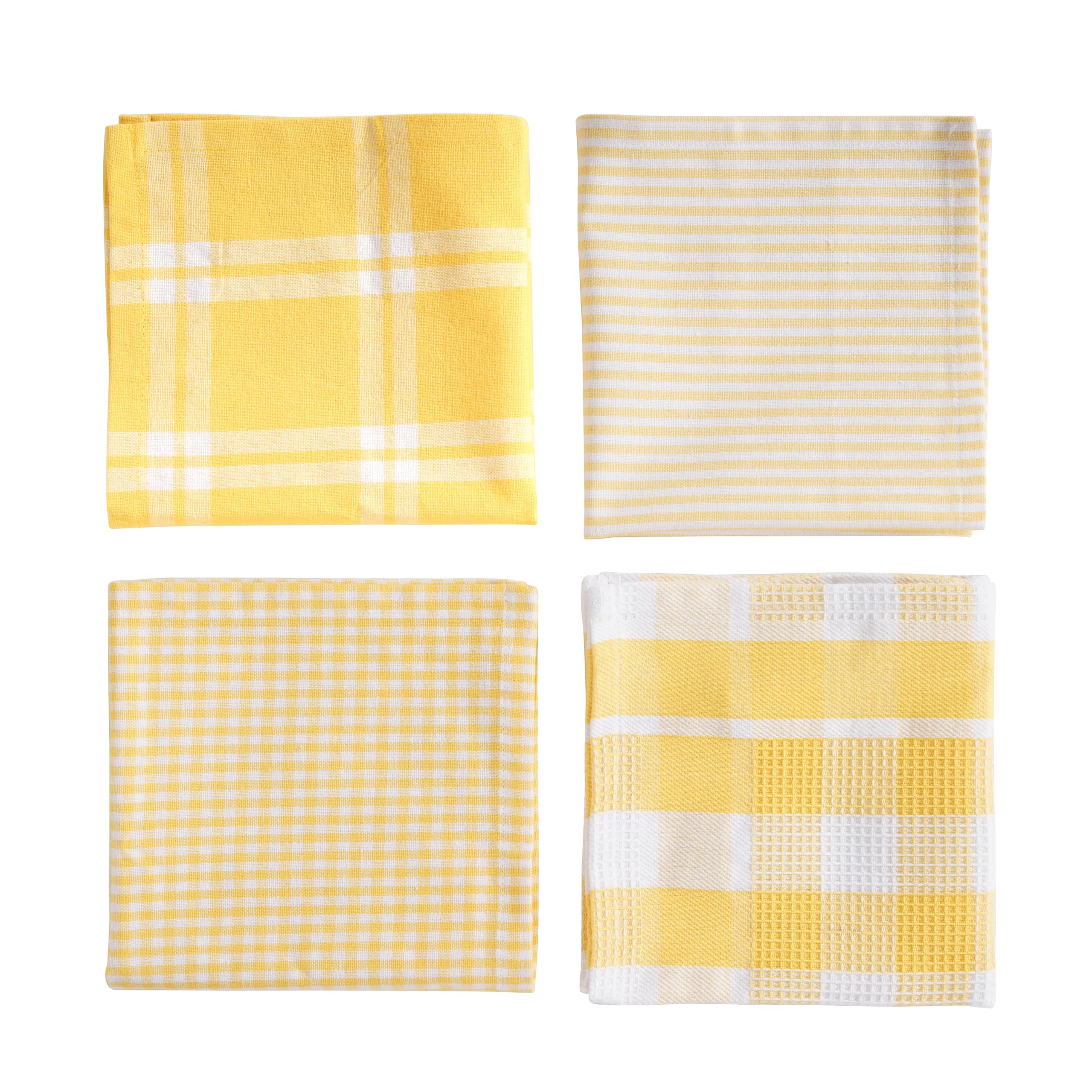 LANE LINEN Paños de cocina 100% algodón, ultrasuaves, absorbentes, de secado rápido, multitejido, 13 x 13 pulgadas, paquete de 12 unidades, color amarillo