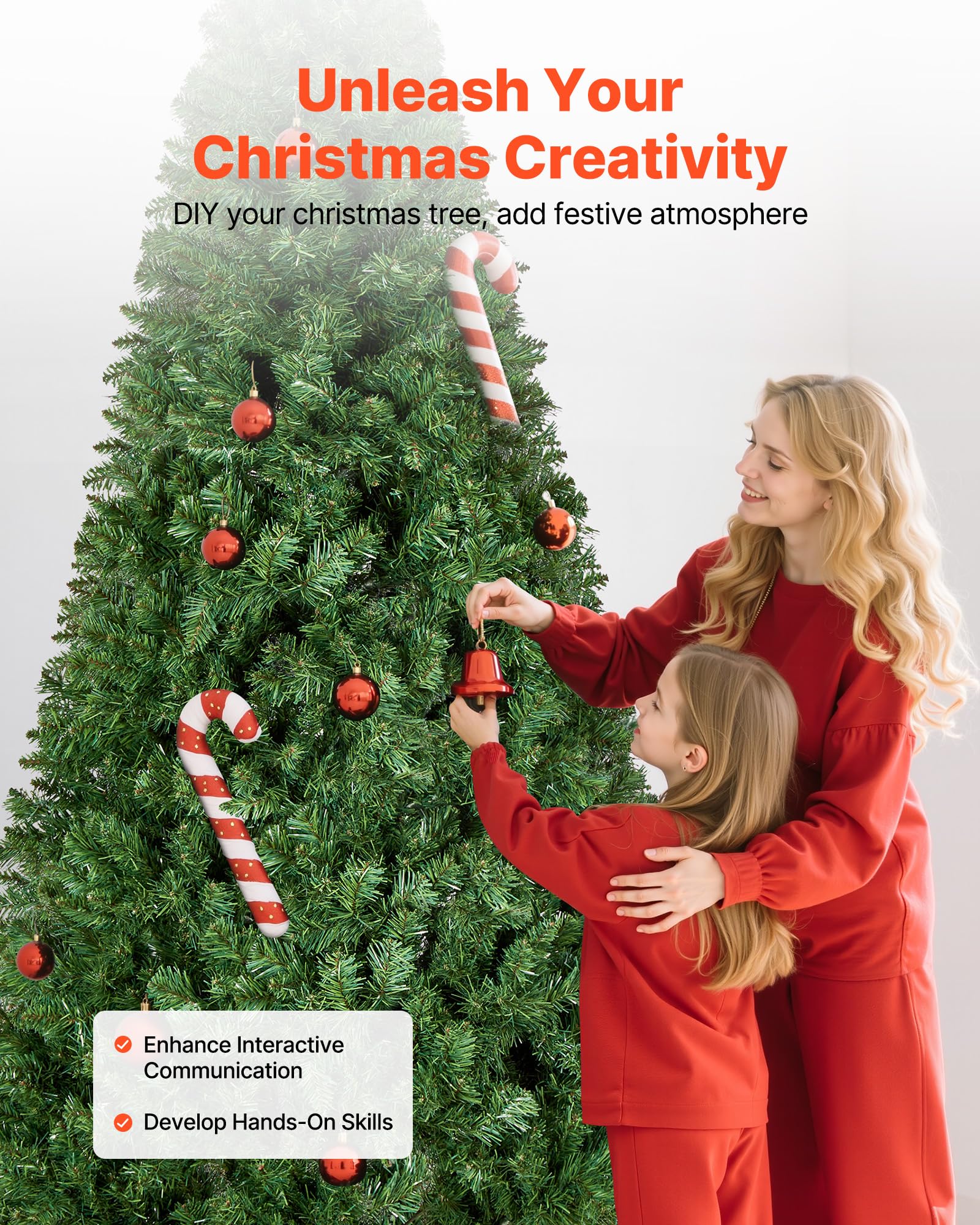 VEVOR Sapin de Noël Artificiel 220 cm, Arbre Artificiel de Noël Décoration Intérieur avec 1346 Branches PVC, Base en Métal, Arbre Décoratif pour Salon, Chambre, Centre Commercial, Parc, Bureau, Vert