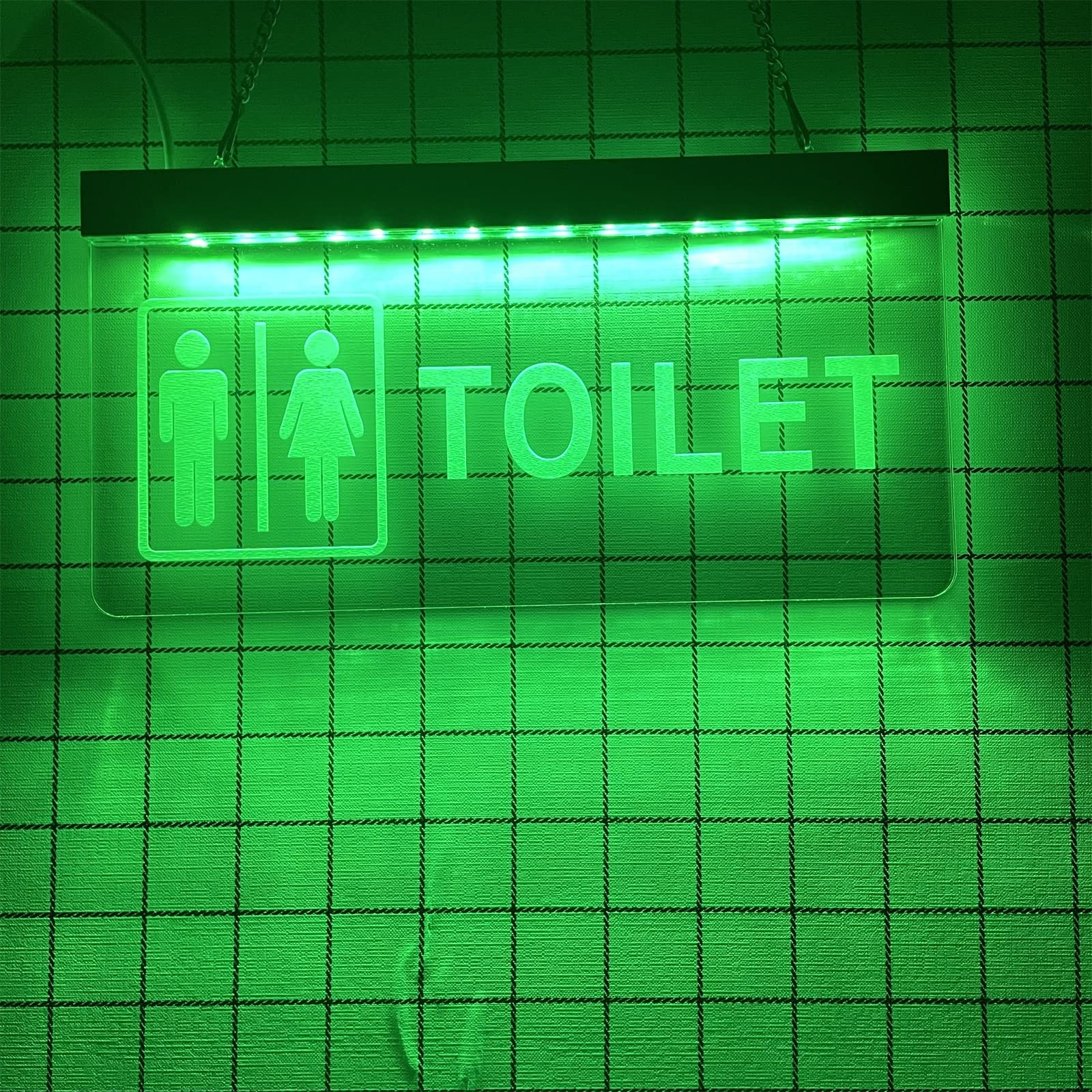 Enseigne au néon LED de Toilette Unisexe personnalisée, néons 3D pour veilleuses de décoration Murale d'entrée de Toilettes, 30x15cm,Vert