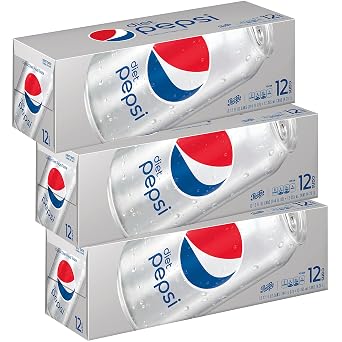 Diet Pepsi Soda, Fridge Pack Bundle, 12 fl oz, 36 Cans