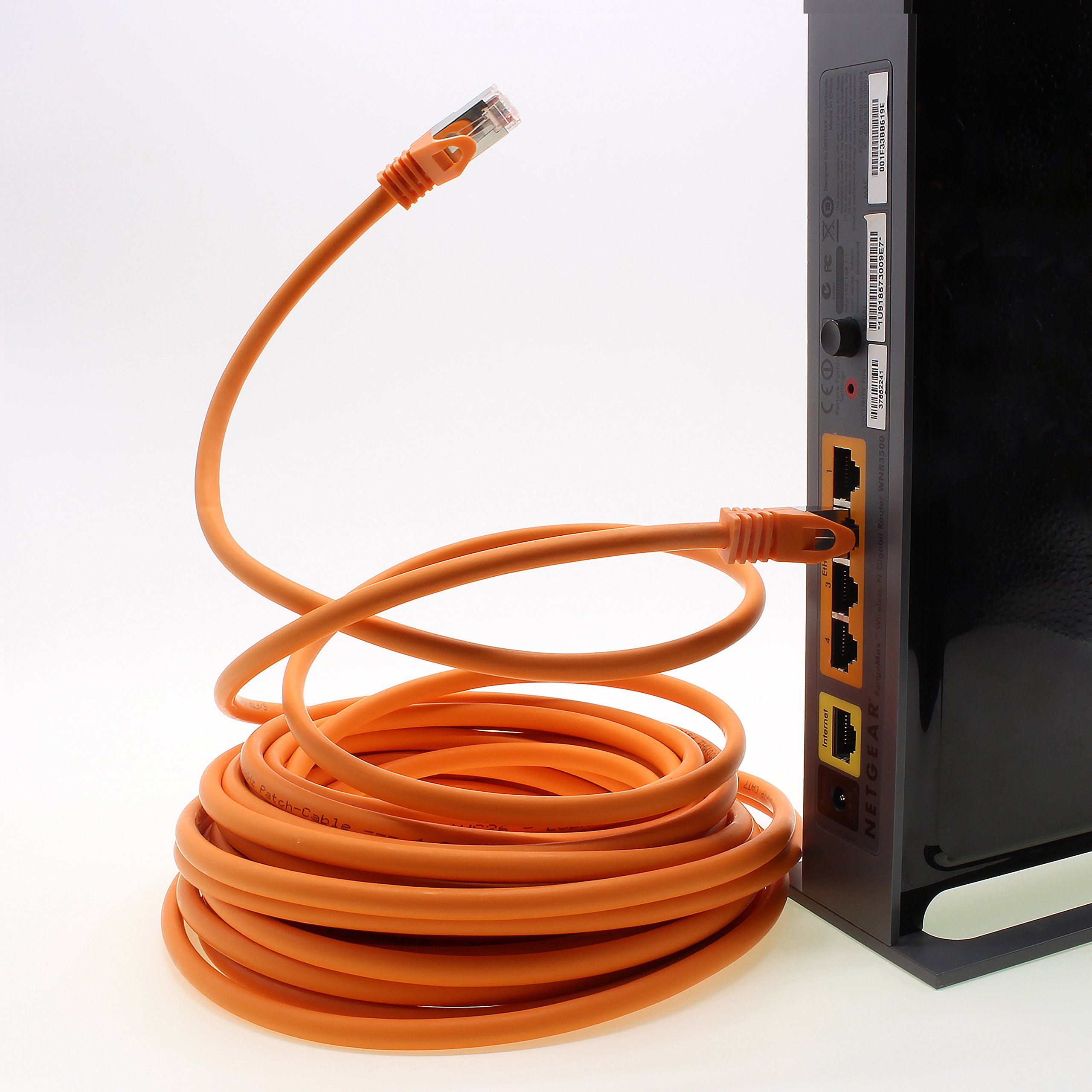 1,0m - arancione - 5 pezzi - CAT.7 Cavi di Rete ( Set ) CAT7 - 10000 MBit/s S-FTP doppia schermatura PIMF 600MHz 4x2xAWG26 / 7 CU rame non contiene alogeni compatibile con CAT5e CAT6 CAT 6a Cat8