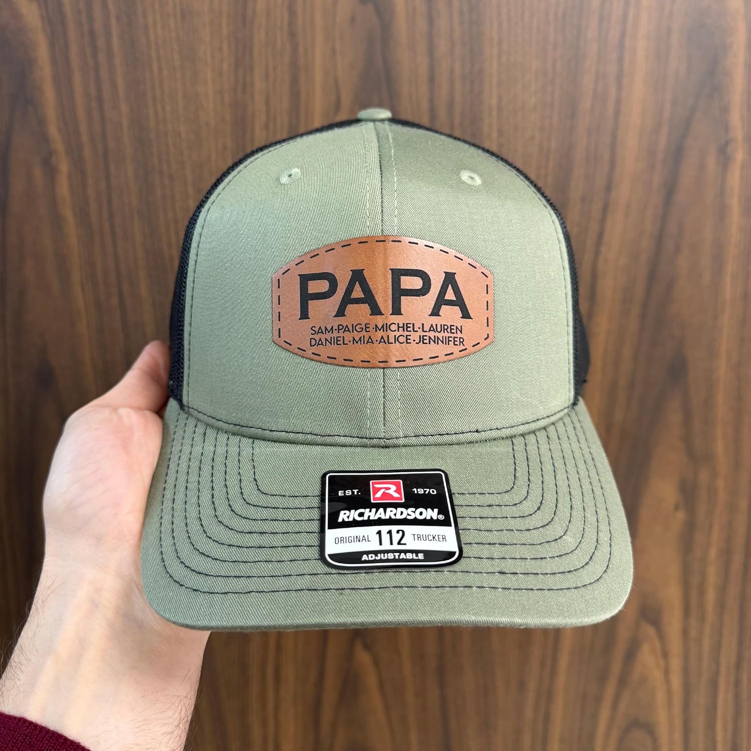 Custom Papa Leather Patch Trucker Hat Personalized Father Baseball Caps for Adult