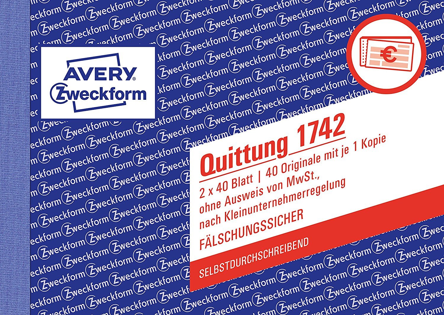 3er Multi-Pack Avery Zweckform 1742 Quittung Kleinunternehmer (A6 quer, selbstdurchschreibend, 2x40 Blatt) weiß/gelb