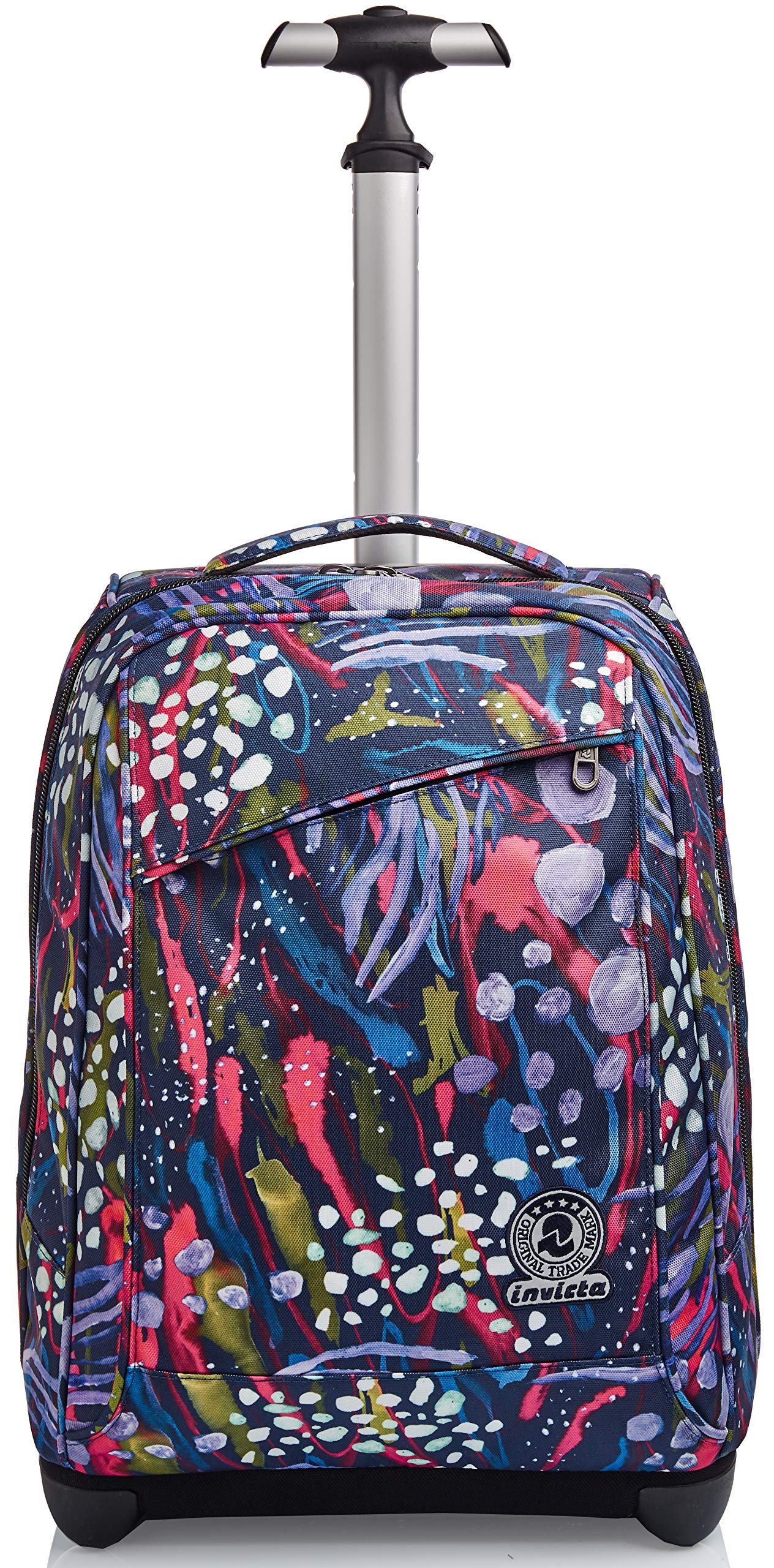 Invicta Trolley Scuola, Blu, Abstract Jungle, 2 in 1, con Spallacci Uso Zaino, Doppio Uso, Trolley e Zaini, Scuola, Viaggio, Bambine e Ragazze