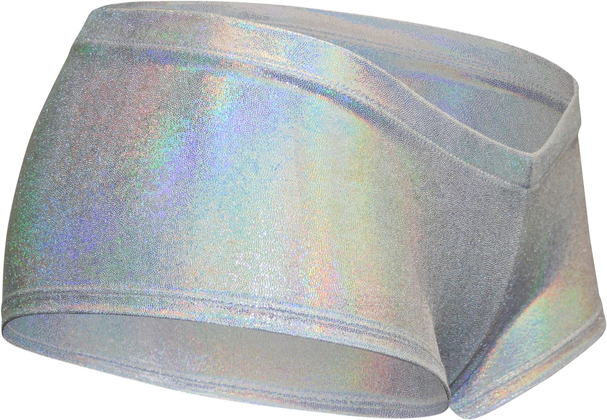 White Silver Shiny Holographic Spandex Booty Shorts - Low Rise Cheeky Festival Rave Bottoms - Yoga Fitness Hot Pants