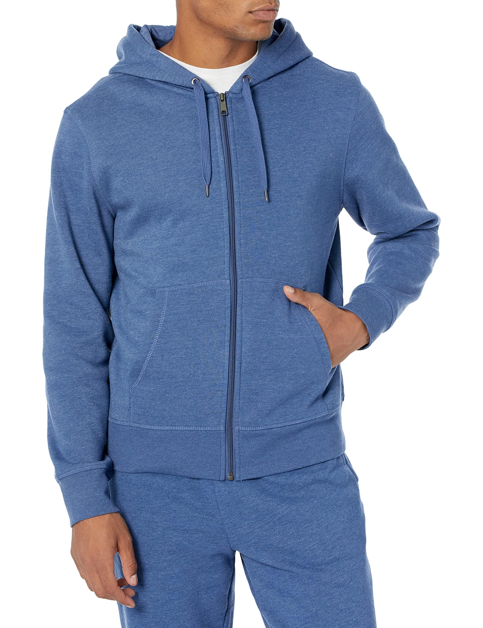 Amazon Essentials Men's Full-zip Hooded Fleece Sweatshirt Sweatshirt, Blue (blue heather), XX-Large