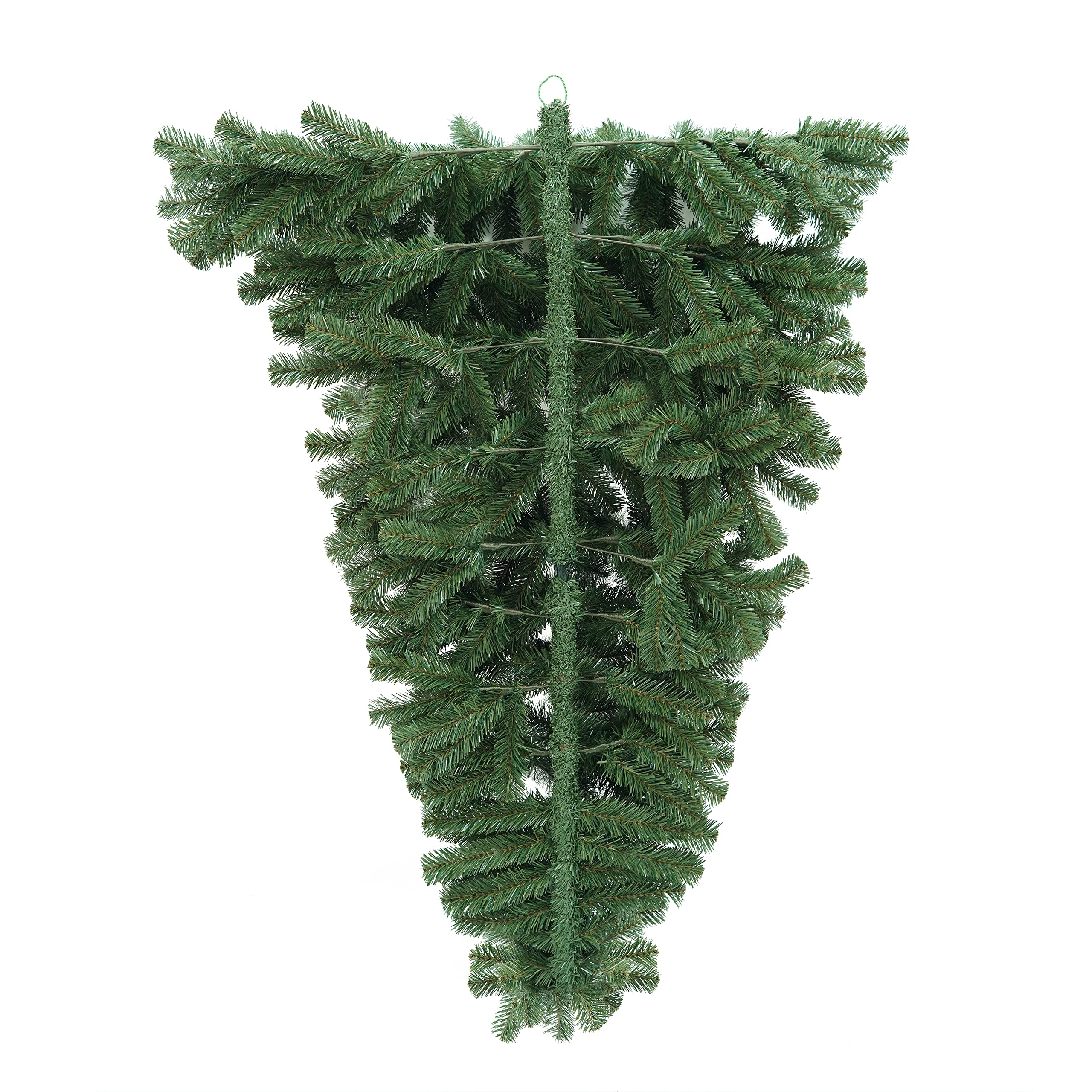 GIOVE Albero di Natale a Parete Sottosopra H 135 cm in PVC da Appendere Apertura ad Ombrello 2 Parti + Gancio