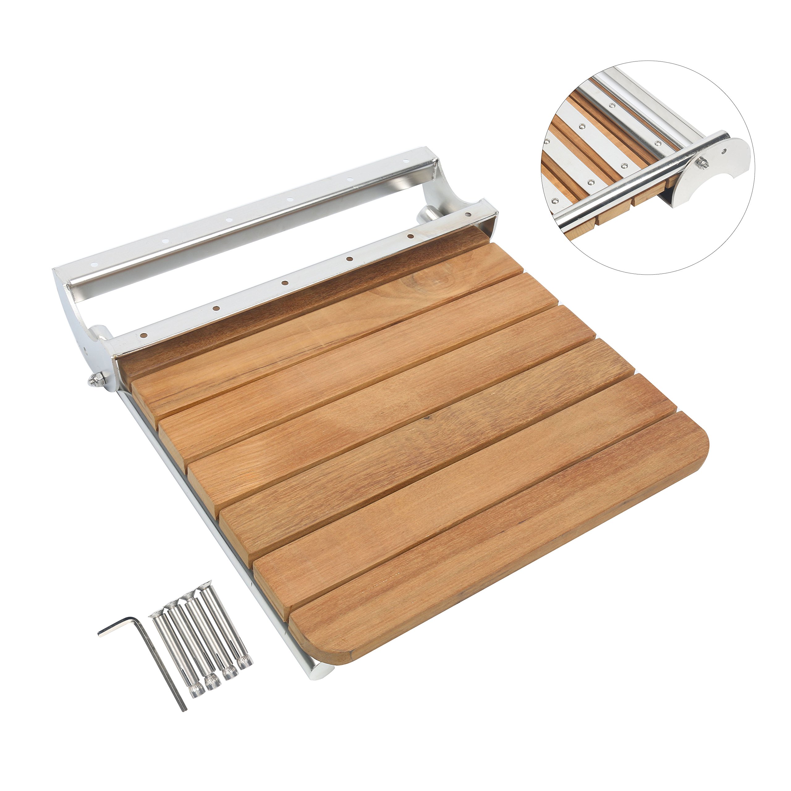 Buy YaeMarine Heavy Duty 15.7" x 15.1" Teak Folding Shower Seat Wall