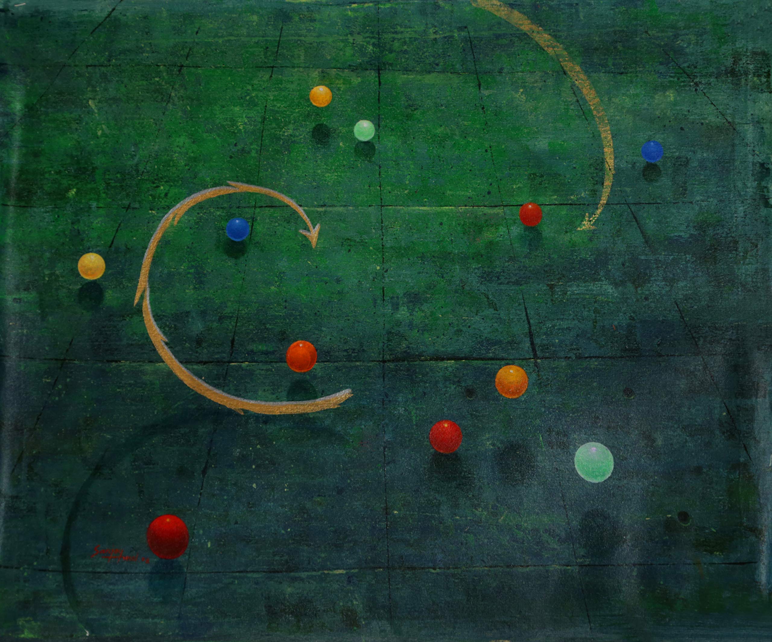 Green Swirl (Acrylic Painting By Sanjoy Mal)-image-17