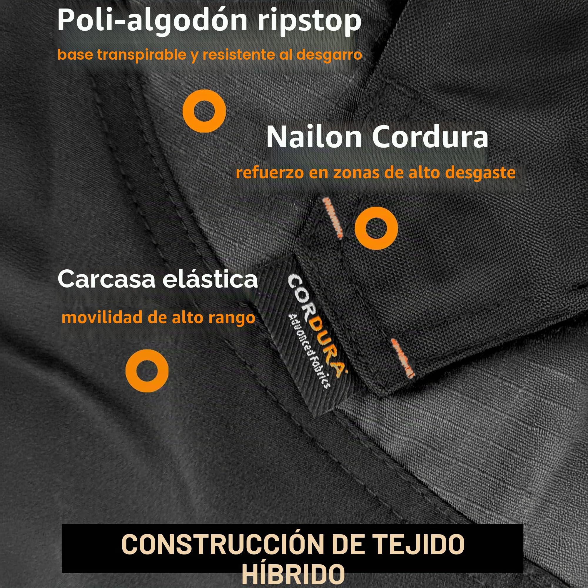 ACE Constructor Pantalones híbridos Largos de Trabajo para Hombre: Pantalones Cargo para Exteriores con Cordura y Cintura elástica para Hombre - 44 a 66