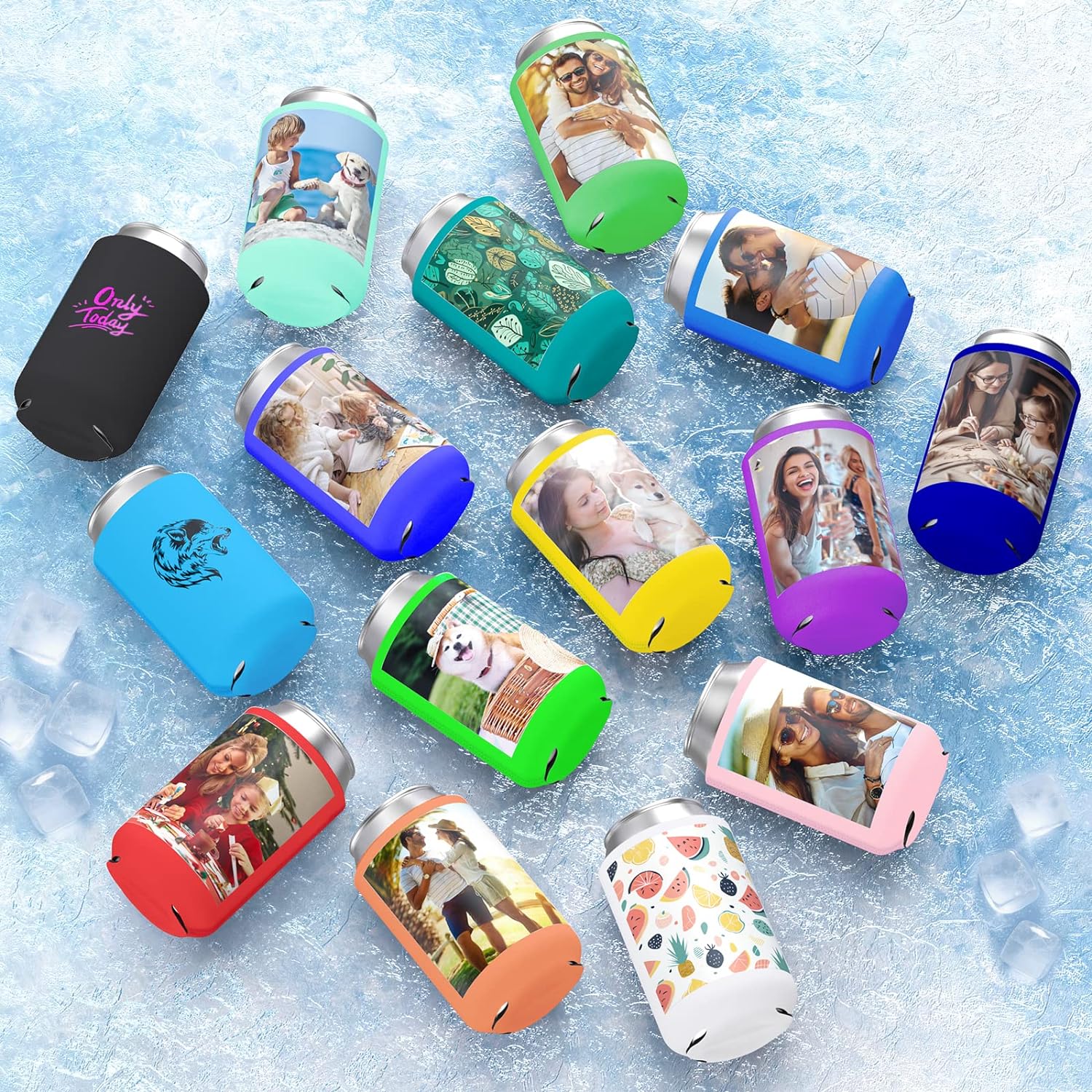 100 Pack Custom Can Coolers Sleeves Bulk Insulated Can Sleeve for 12 OZ Cans & Bottles - Customized Text Logo Picture Birthday Party Wedding Favors & Gifts - Image 4
