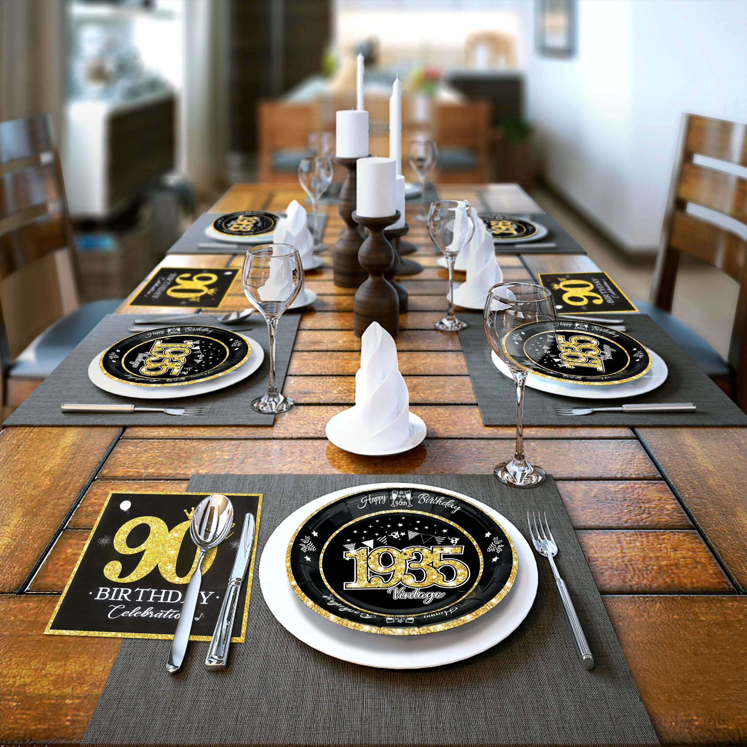 Serviettes En Papier Doré Pour Anniversaire 90 Ans | France