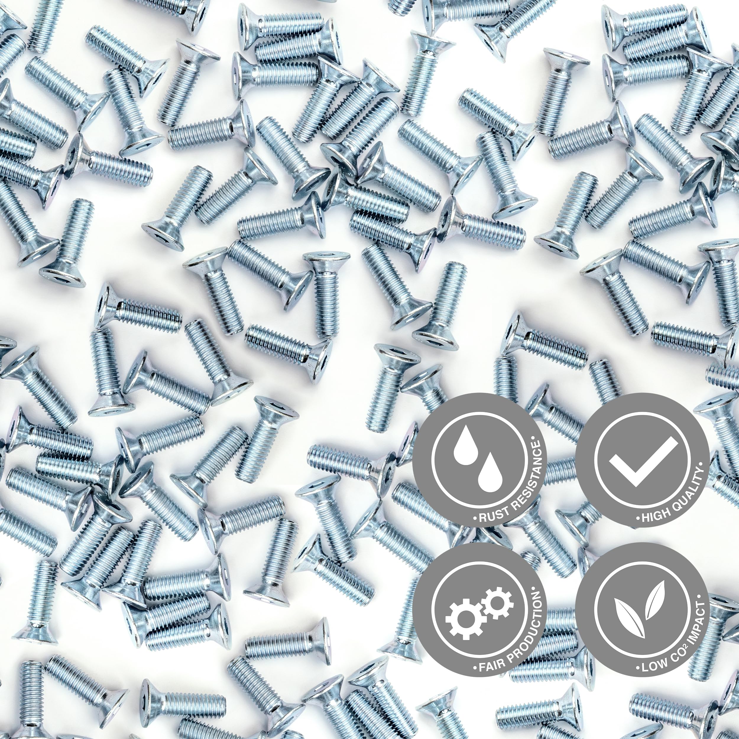 50 tornillos de cabeza avellanada de hexágono interior, rosca completa, hexágono interior, tornillo de cabeza avellanada, tornillo con cabeza bajada, inoxidable M8 x 30