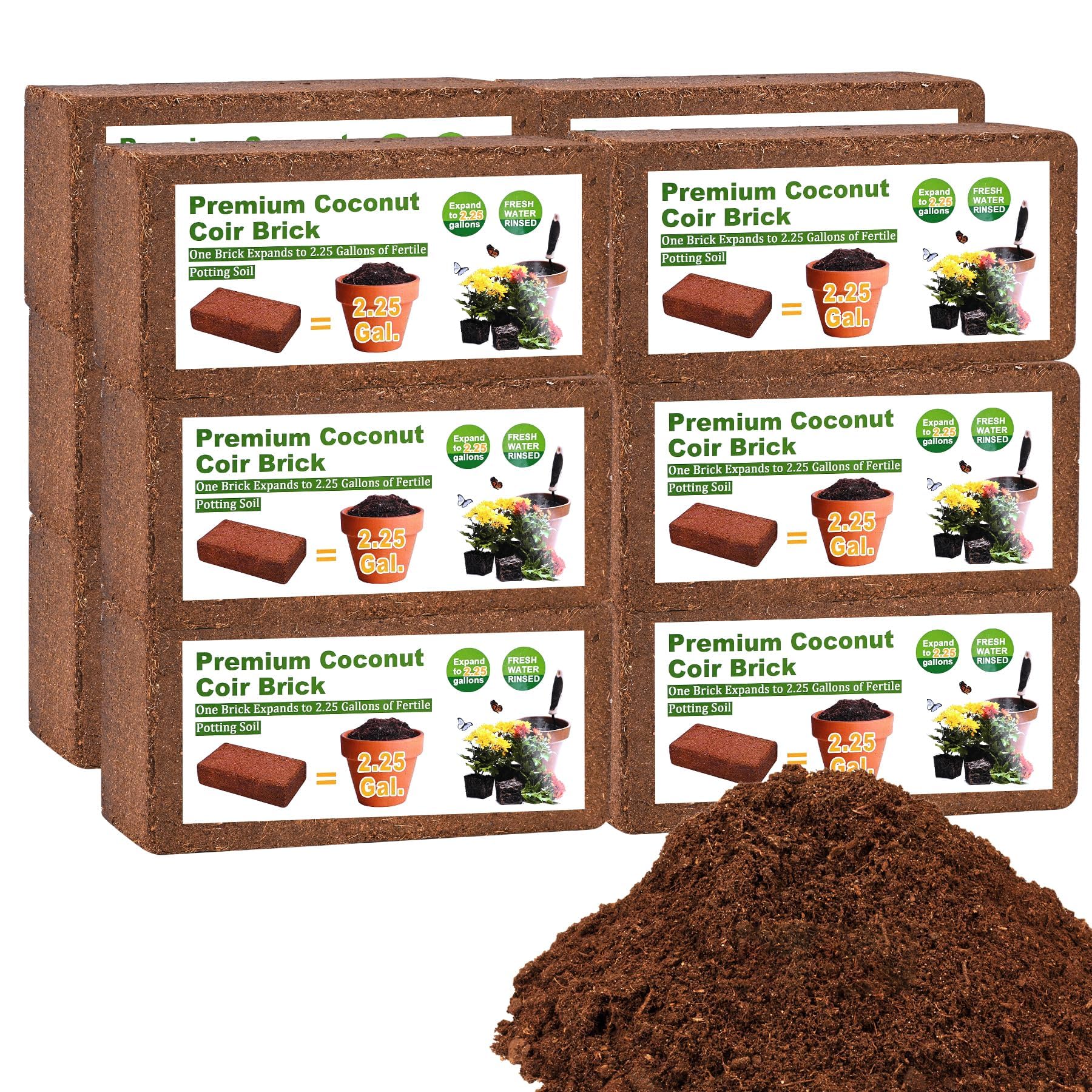 Organic Coco Coir 12 Pcs Compressed Coconut Coir Bricks Coconut Fiber Husk Substrate Mulch Coconut Bark Core Growing Medium Peat Moss Soil High Nutrition for Plants Gardening Seed Starting Soil Mix