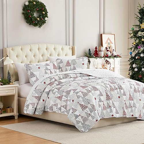 Miniatura 54 de Southshore Fine Living, Inc. Holly Jolly - Juego de ropa de cama suave de 3 piezas con fundas acolchadas, tamaño matrimonial/queen 01-Blanco,02 -