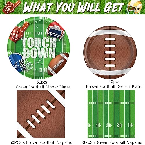 Miniatura 2 de Juego de suministros para fiestas de fútbol para 50 unidades, platos de fútbol para fiestas, regalos de fiesta de cumpleaños, fútbol o partido,