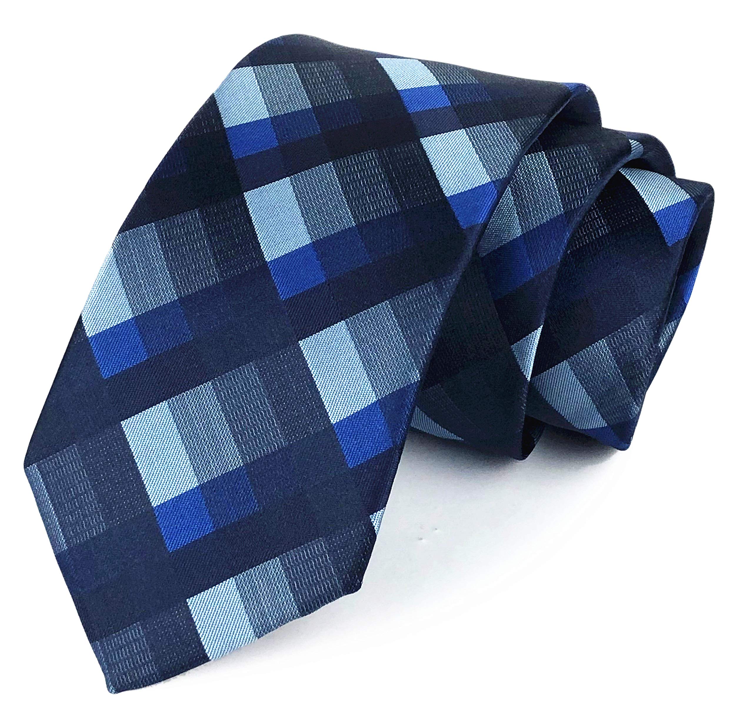Kihatwin Skinny Ties for Mens Novelty Plaid Check Business Wedding Fashion Formal Neckties 2.7, Pocket Square, Bow Ties