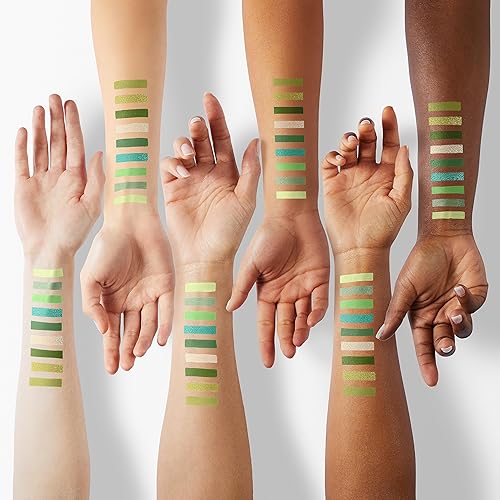 Miniatura 4 de AMY'S DIARY Paleta de sombras de ojos verdes con purpurina verde, claro verde profundo amarillo 9 colores mate brillo sombra de ojos de larga