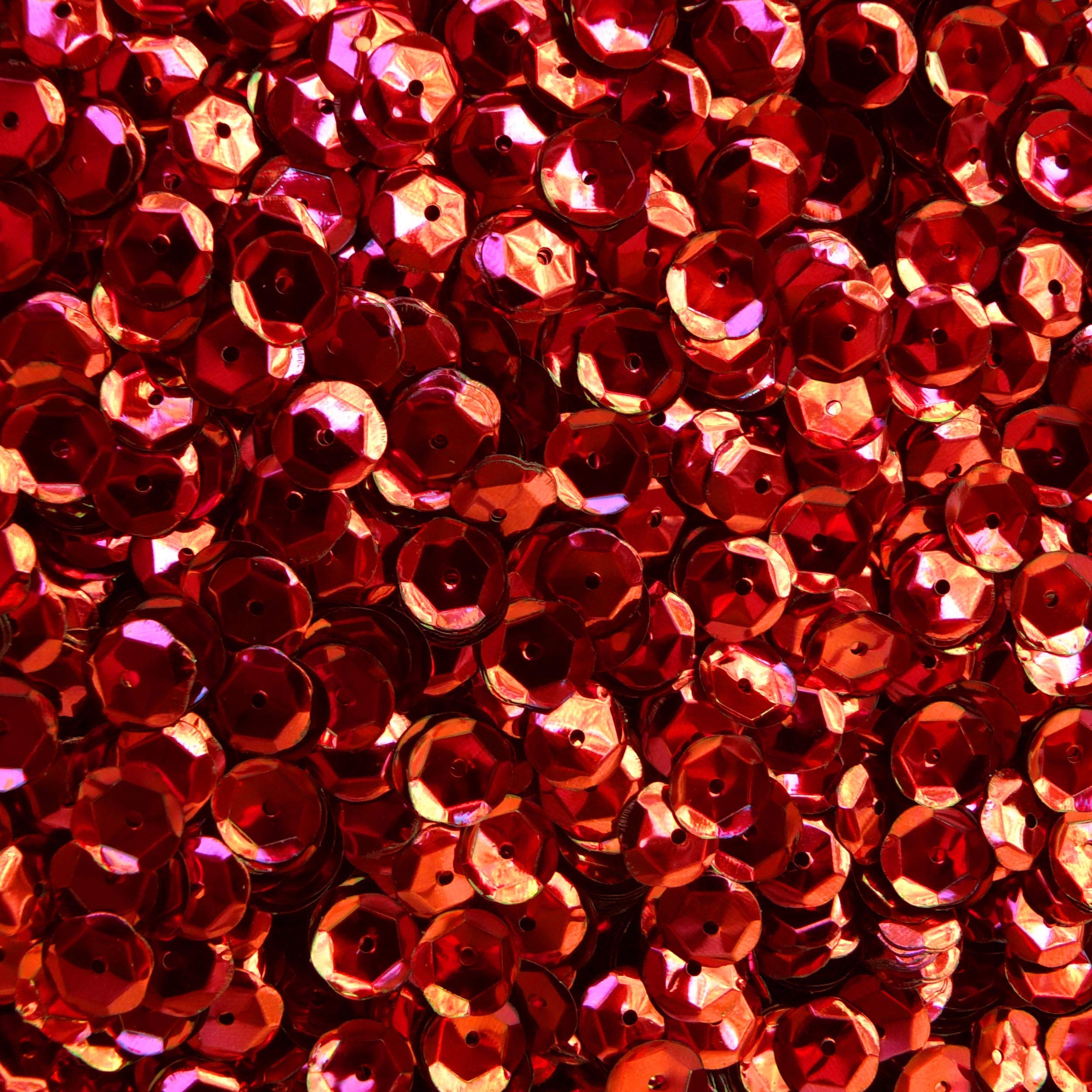 8mm Cup Sequins Red Metallic Medium Hole Made in USA