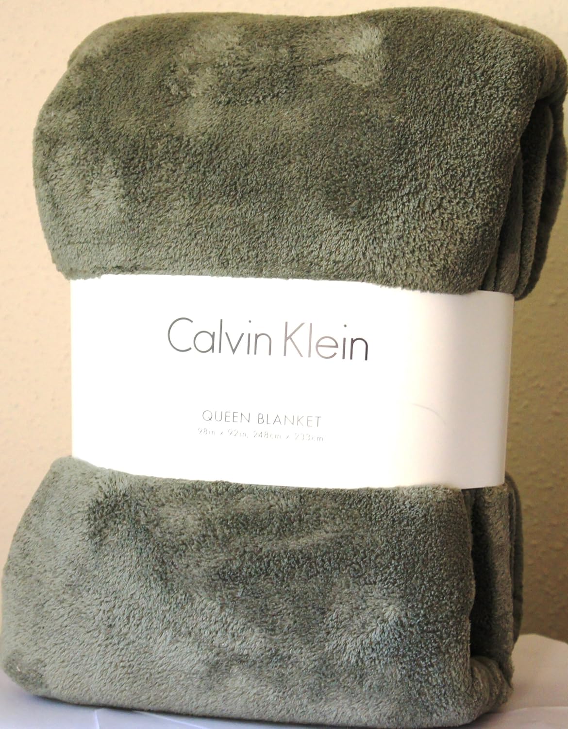 Calvin Klein Plush Queen Size Blanket Sage (LIGHT GREEN