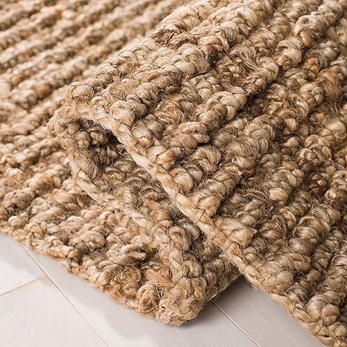 Miniatura 4 de Safavieh Colección de fibra natural NF447A, 2 x 10 pies, color natural - Alfombra de yute de pasillo, alta calidad, hecha a mano, textura gruesa de