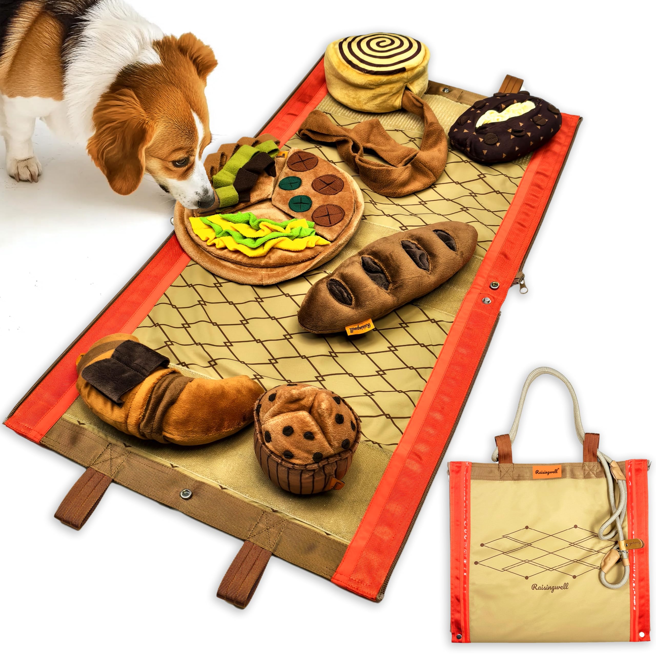 Raisingwell Snuffle Mat for Dogs Cats with Bakery Theme Sniffing Mat 31.8 x 16.9 inches for All Breeds of Dogs, Interactive Dog Puzzle Toy & Enrichment Toys for Dog Stress Relief (Bakery, Normal)